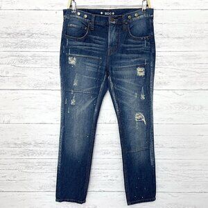 BDG Women's Jeans Slim Slouch Straight Leg Distressed Splattered Patched 26
